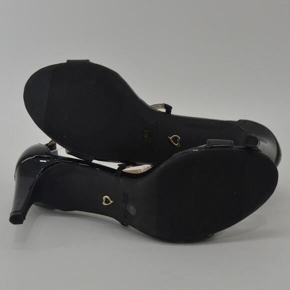Thalia Sodi Black Patent Leather Sandals Heels Strappy 8.5 - Picture 9 of 14